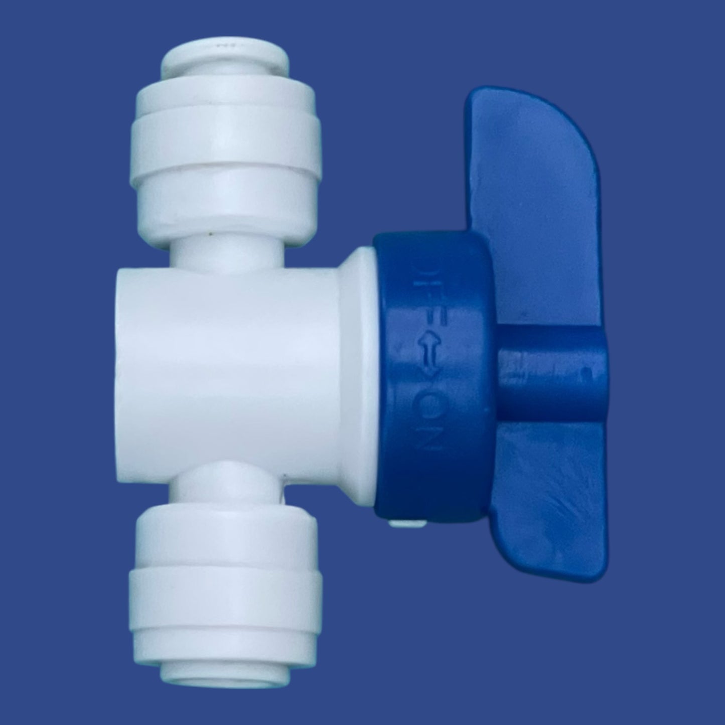 1/4” plastic push fitting style shut off valve