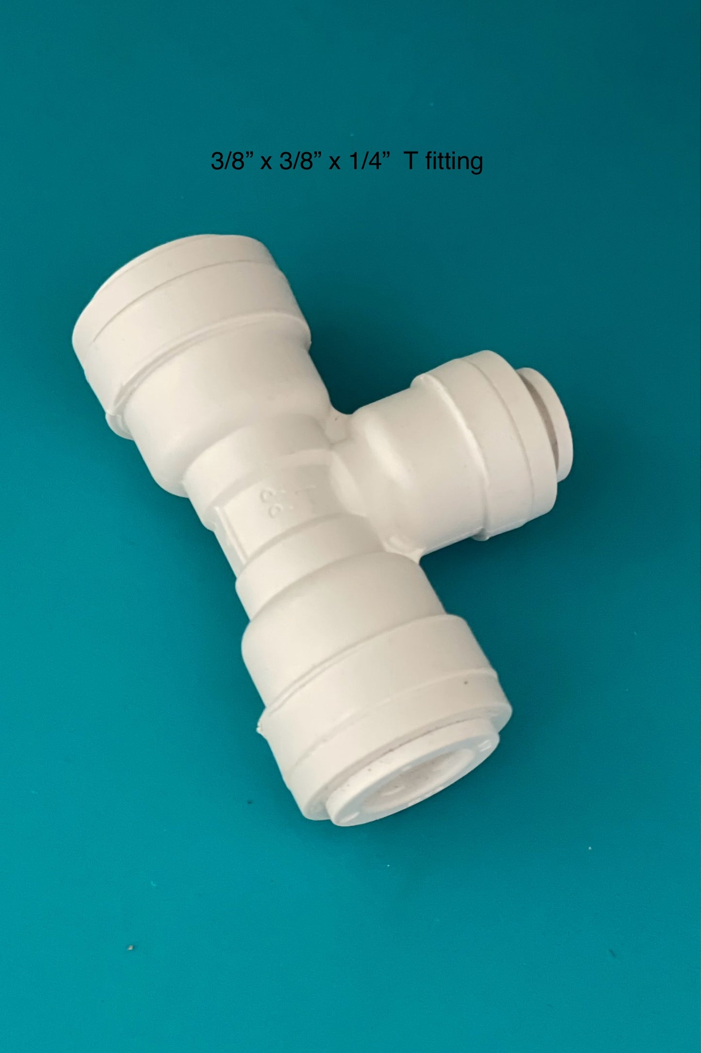 White 3/8” x 3/8” x 1/4” T fitting